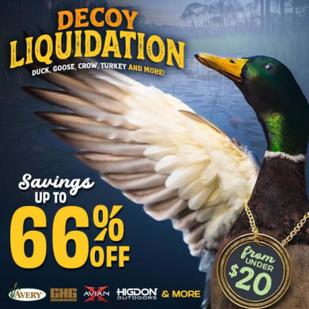 DECOY LIQUIDATION: Decoys from under $20 Up to 66% OFF duck, goose and more.