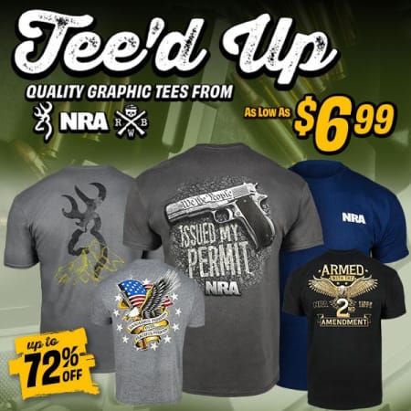 Tee'd up and ready to go. NRA, RWB & Browning tees