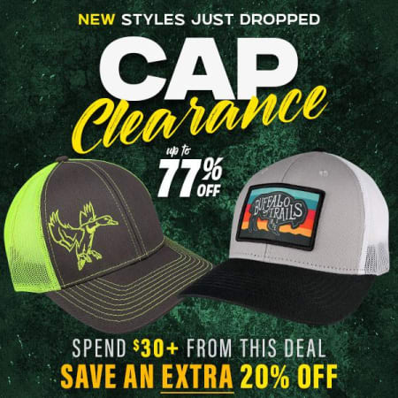 Cap Clearance: Save up to 77%! Extra Discounts on Orders $30+