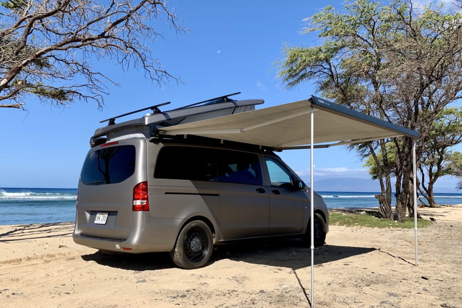 Rear Quarter View with Awning and Top Popped