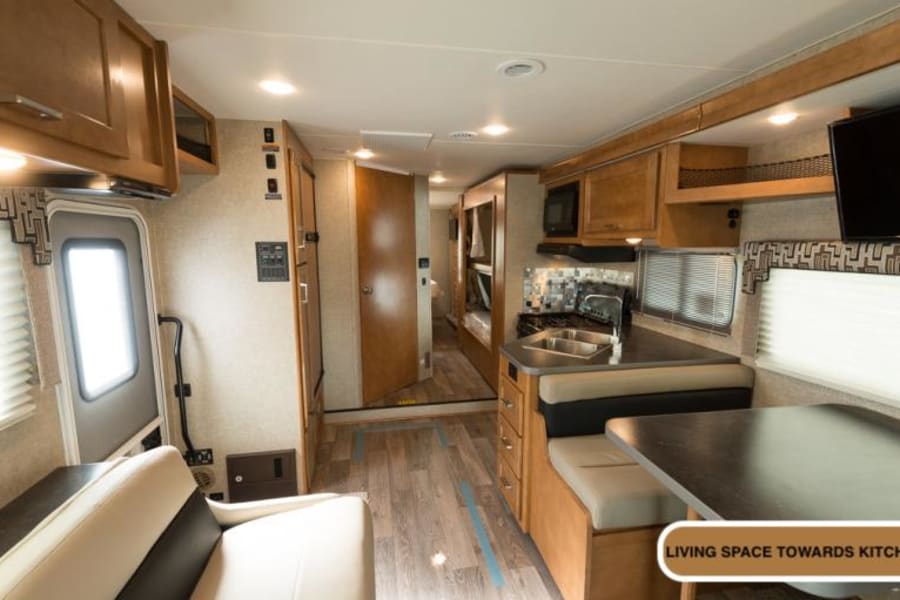 view from cab toward bunk and master bedroom
