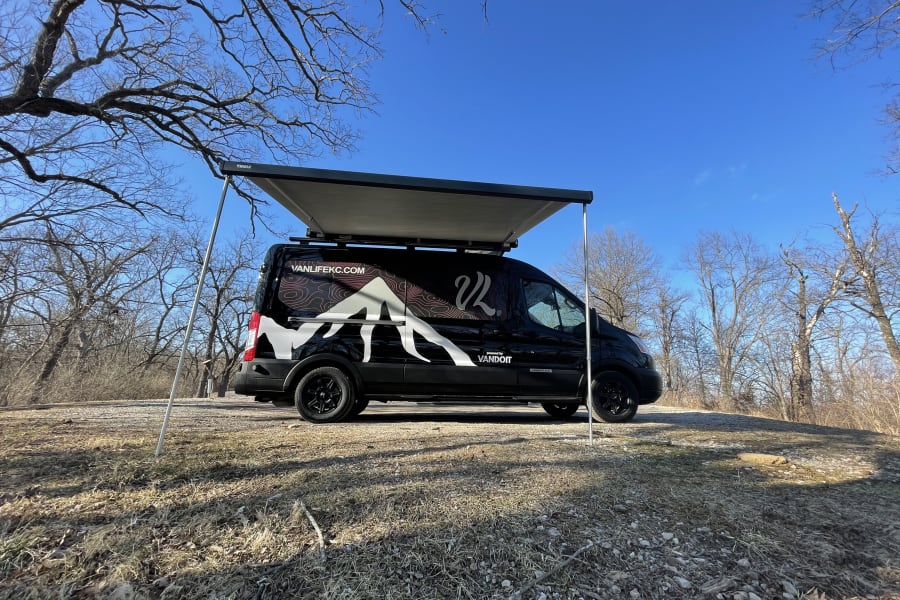 Darth Vander may look mean but he is friendly and cozy on the inside! This is the awning that we do most of our cooking and hanging out under. 