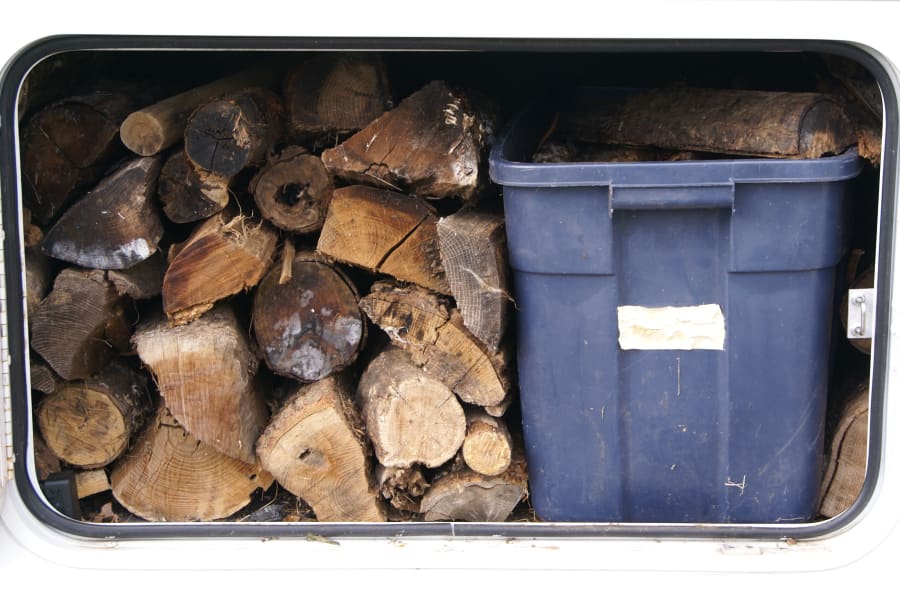 Tons of outside storage in 6 large, waterproof cabinets for all the tools and toys I provide.