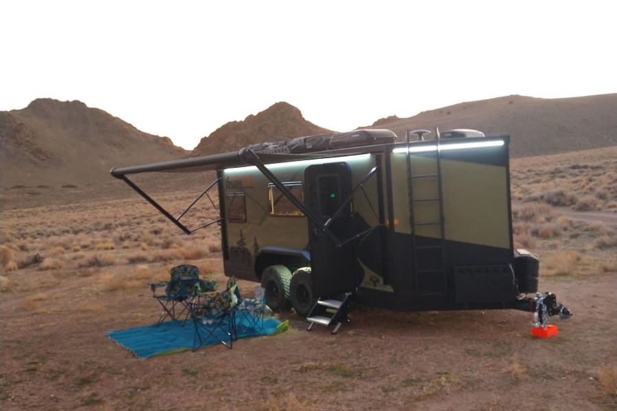 Large awning with LED lights. 