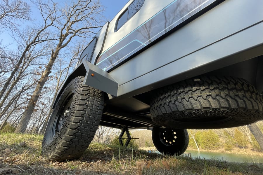 Rugged tires, a full sized spare, and 18 in of clearance lets you go places that you would never take other trailers.