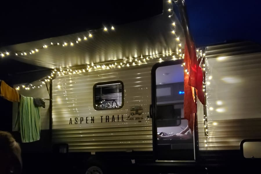 Outdoor lights included.