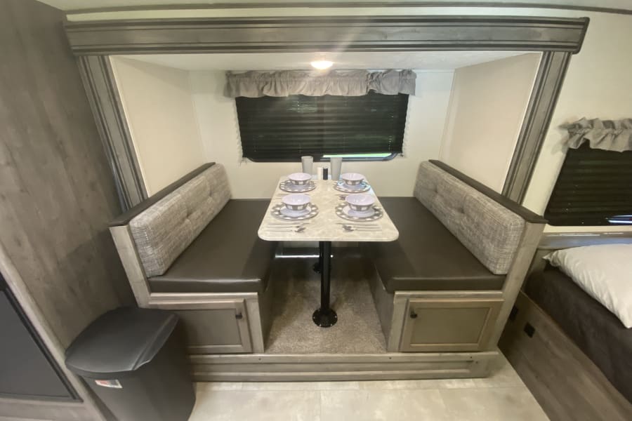 Dinette with all dishes and utensils included for 10 people.  