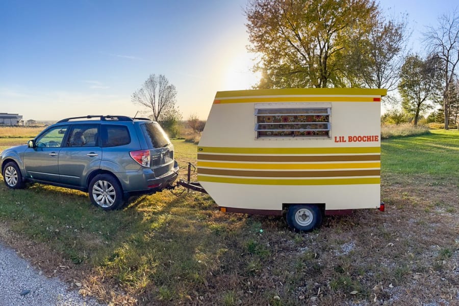 we really meant tiny! from hitch to tail lights, Lil Boochie only reaches 11ft long. this makes her easy to maneuver and (super) adorable.
