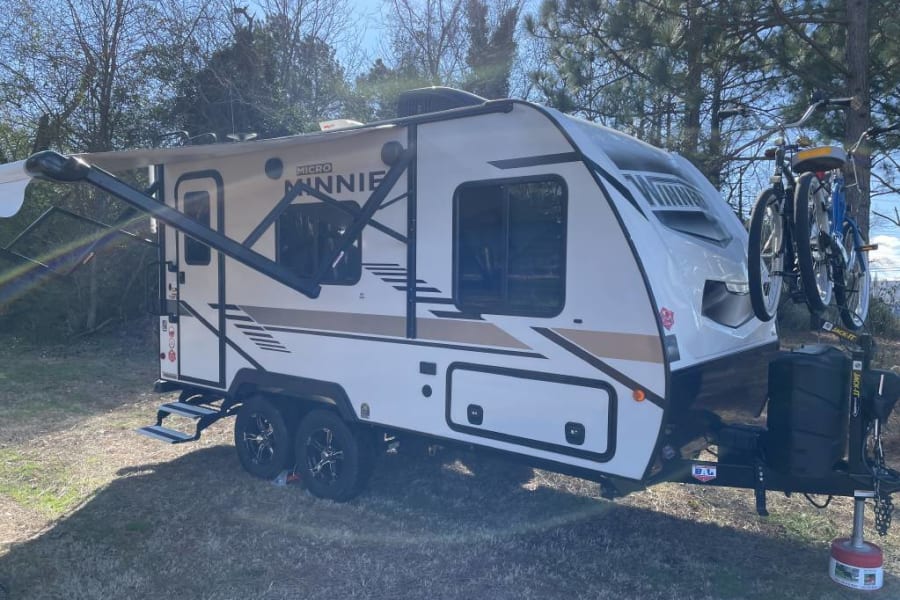 Electric awning extended
