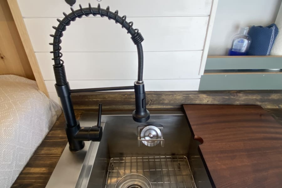 Large size Sink with Wooden cutout
