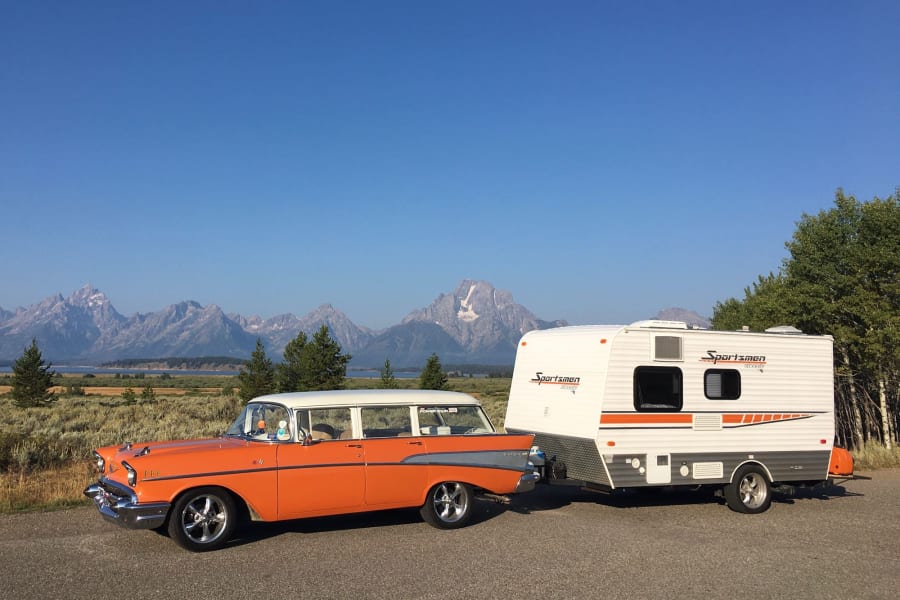 Our Cruisin&rsquo; Classic KZ with our &lsquo;57 Chevy BelAir Wagon! 