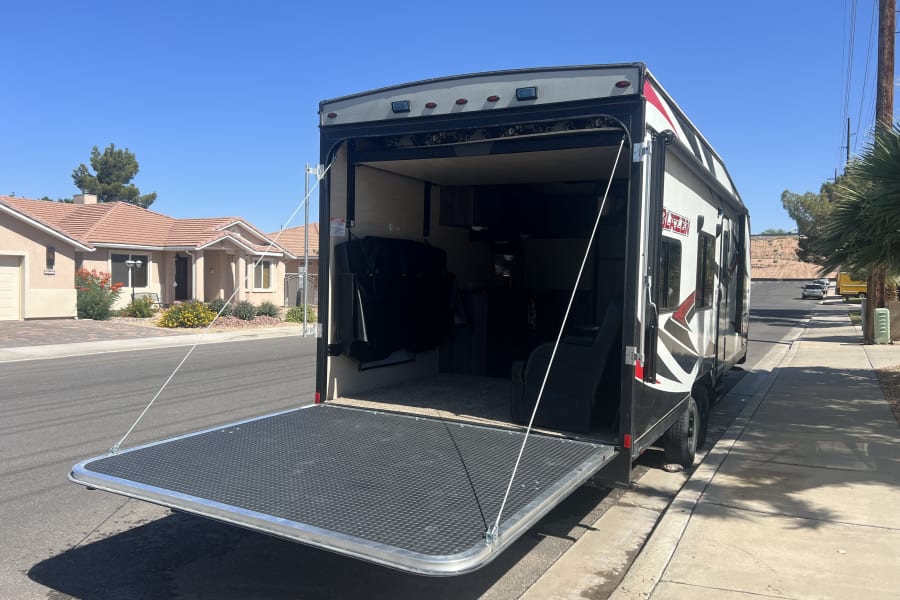 This can be used to load motorcycles or four wheelers or could be used as the outside patio