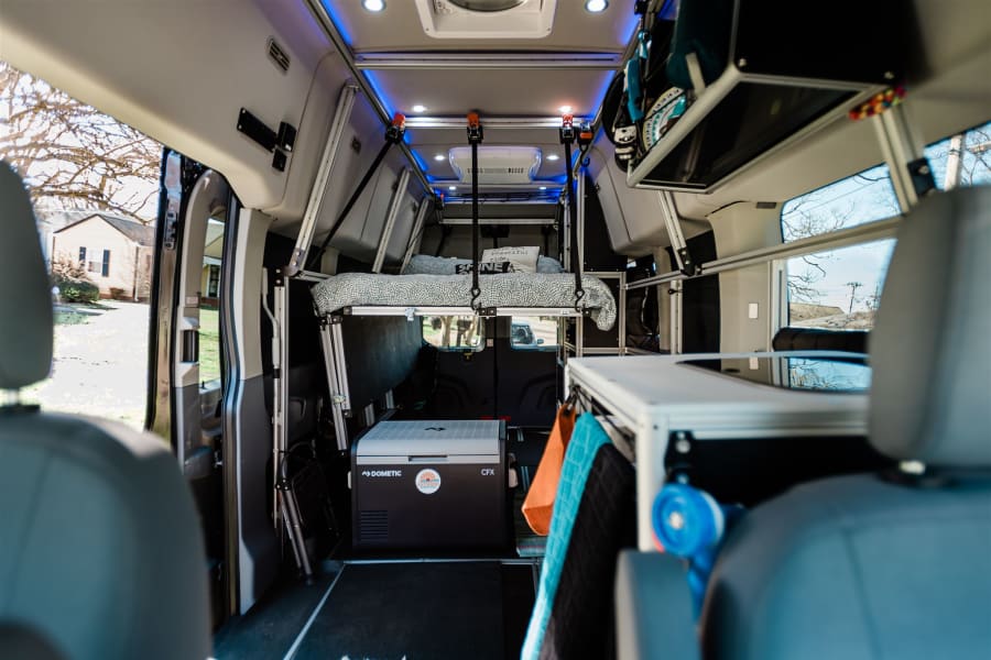 Van set up for 2 travelers