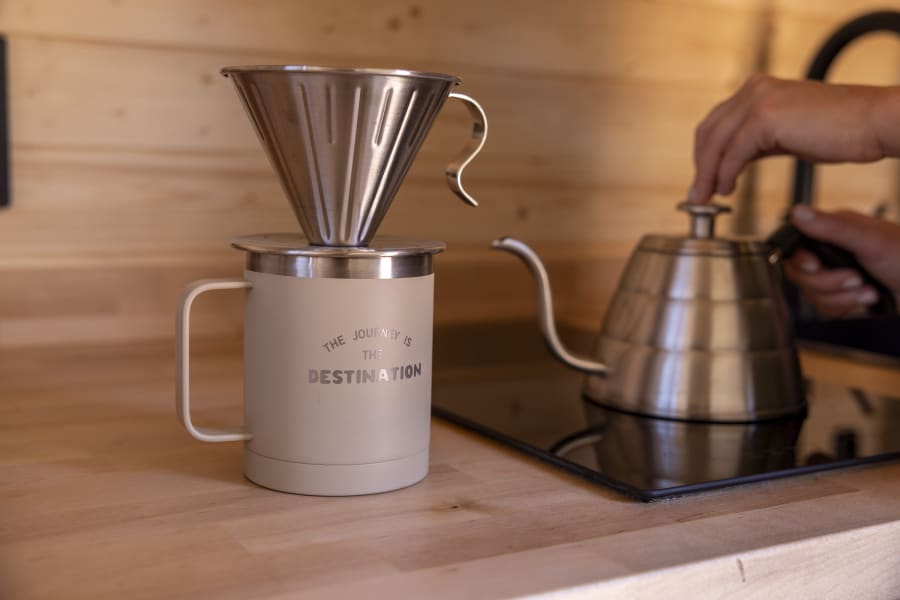 Pour-over coffee making supplies included