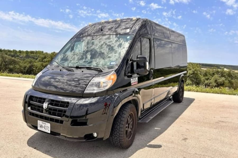 Black Ram ProMaster camper van. This rugged RV rental is ready for your next travel adventure in nature.