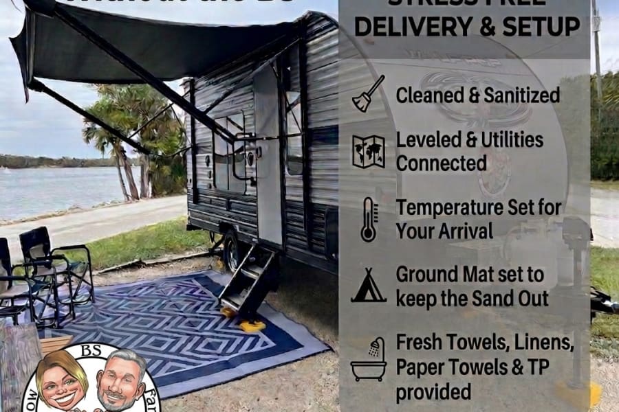 Enjoy a stress-free rv rental adventure by the water. This fully set-up RV includes delivery, utilities, and amenities for comfort.