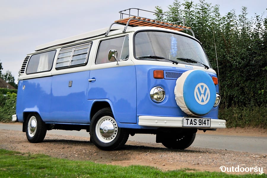 campervan rentals in London - Beau the blue VW bus