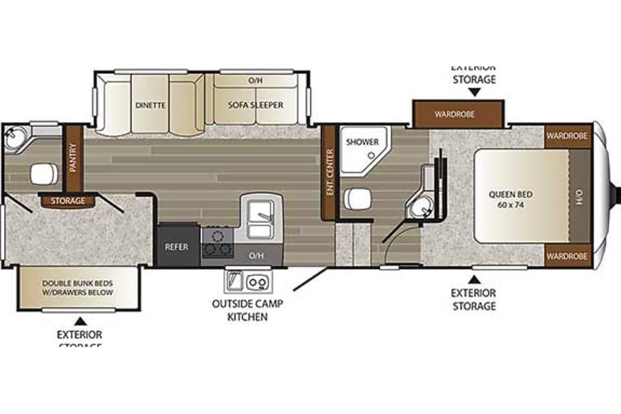 2018 Forest River Outback Fifth Wheel Al In San Marcos Ca Floorplan 33 Outback Fifth Wheel With Bunk Beds 3 Slide Outs T20