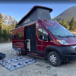 Red Van Winnebago Solis PX - Off-Grid, Lithium, Heater, Sleeps 4