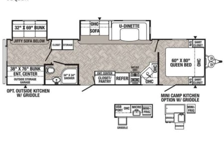 2 Bedroom Trailer with Bunkhouse and Outdoor Kitchen- Like new