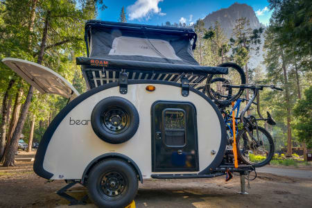 Bean Teardrop [Sleeps 4-6] with Rooftop Tent + 4 Bike Rack + SUP Rentals