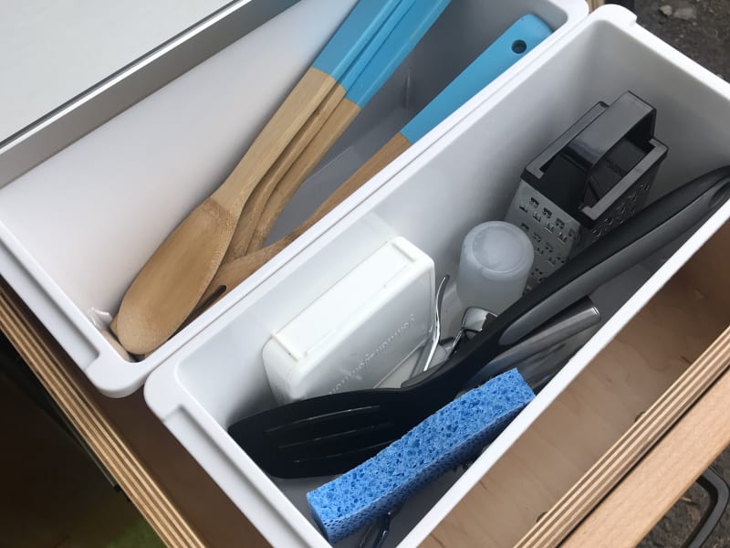 We've indeed thought of everything you'll need including a can and wine bottle opener, cheese grater, dish soap, a first aid kit, and wooden spoons.