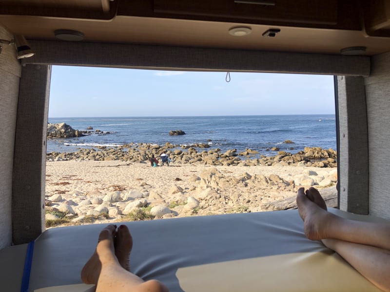 Enjoy a gorgeous view while relaxing on a comfy king bed, sipping your favorite beverage!