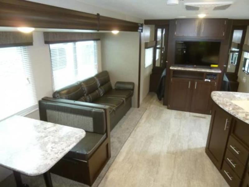 Watch TV from anywhere in the Camper. or use the stereo system for music inside or outside of the trailer. 