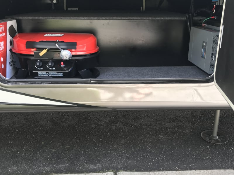 Grill and Griddle.  Propane.  Still working on connecting to Motorhome propane system.