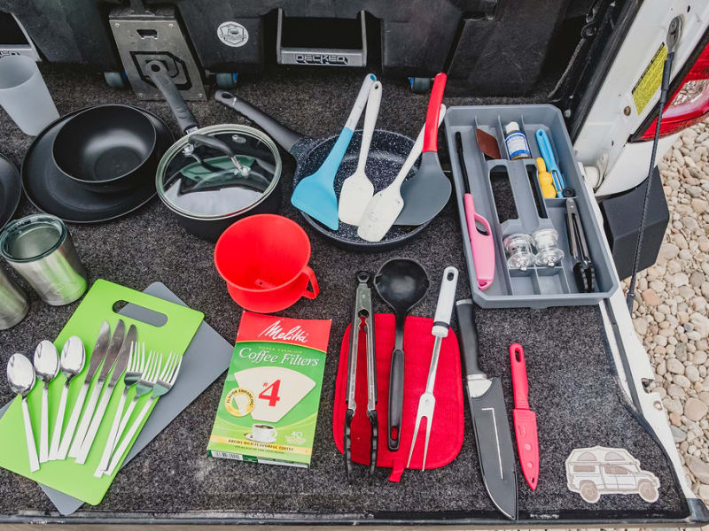 If you are like us you cook a wide variety of things when camping, We have a big selection of cooking utensils for you, just add groceries