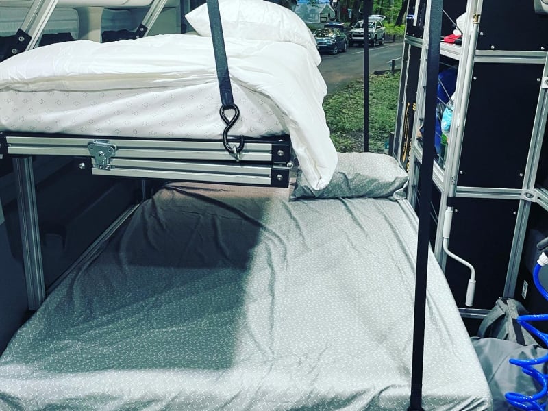 Each bed platform can either form a single of full bed depending on needs