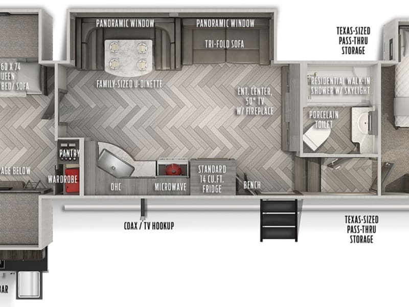 Full interior camper floorplan.