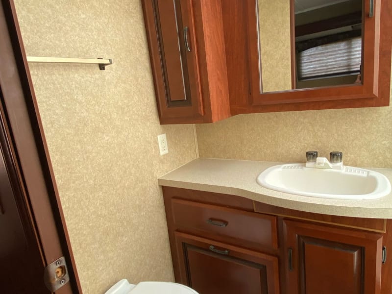 Spacious bathroom, able to access while driving