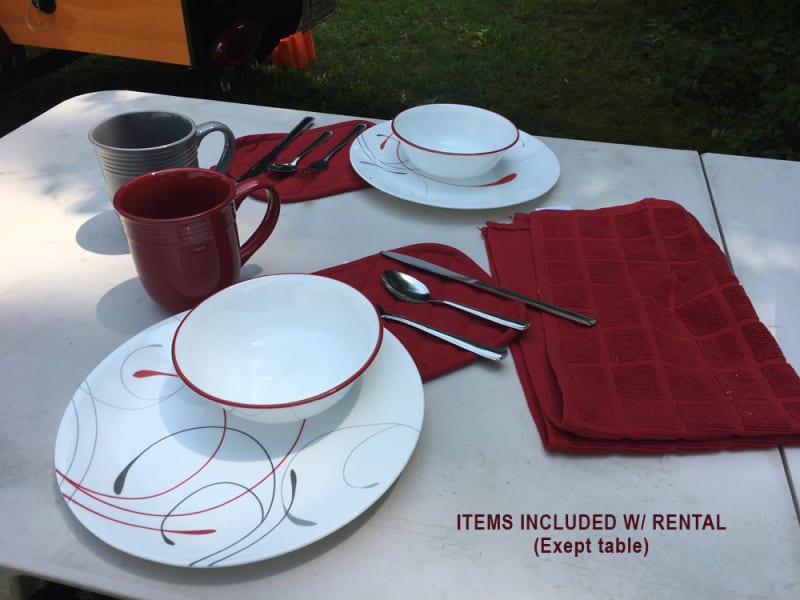 Tableware for two is included w/ every rental. Or renters can bring their own.