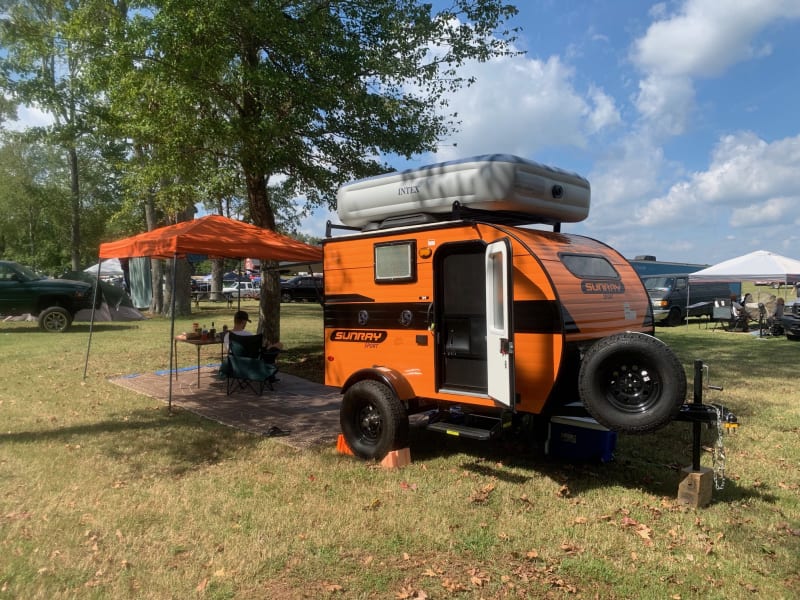 Our trailer set up at VIR with a renter.