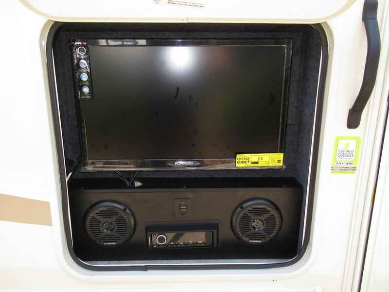 Exterior entertainment center with 24