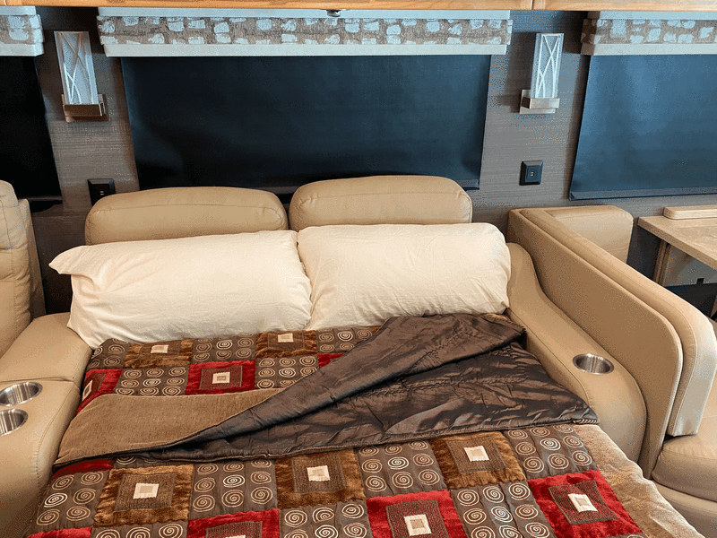 Queen size sleeper sofa that comfortably sleeps two.