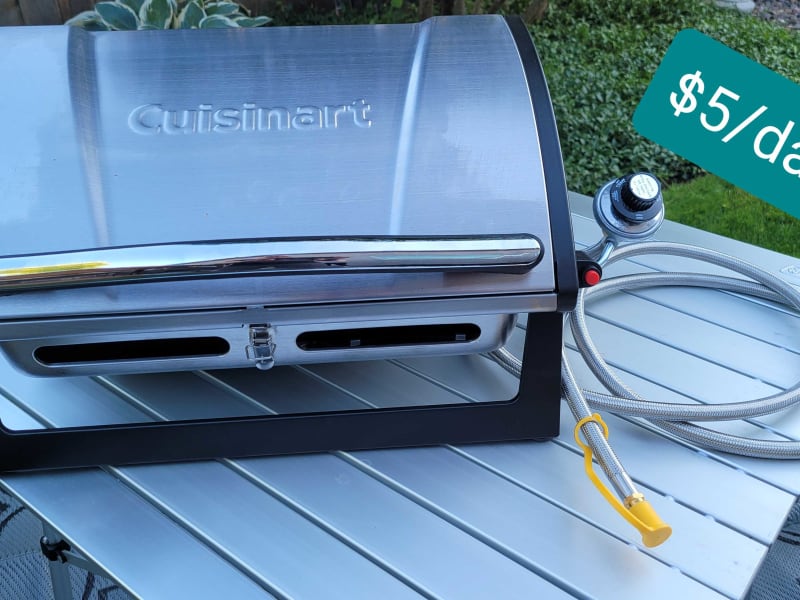 Optional Cuisinart grill with quick connect hose to connect to van propane