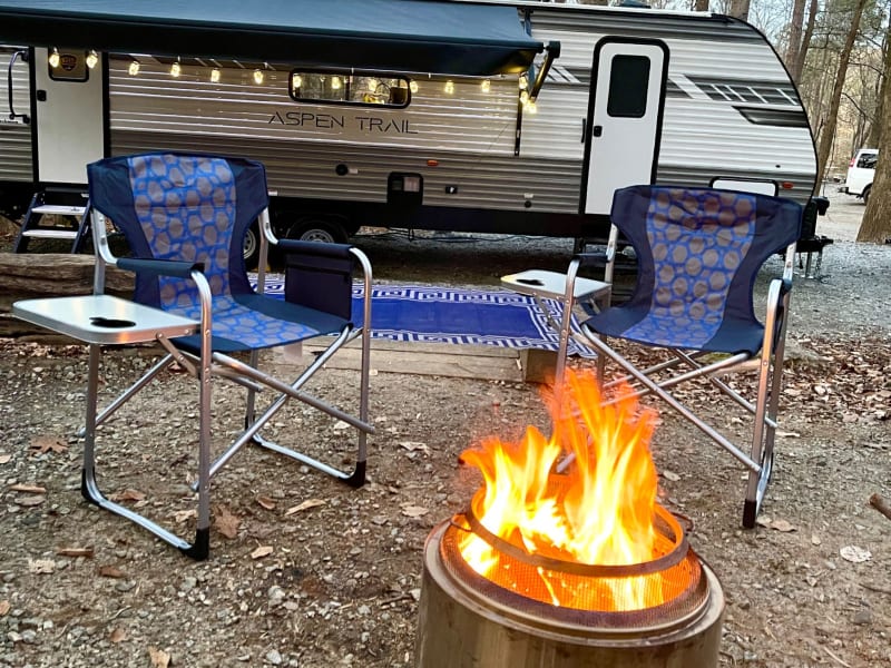 Chairs are provided. (Treat yourself to our Solo Stove add-on. Smokeless campfire is the way to go!) 