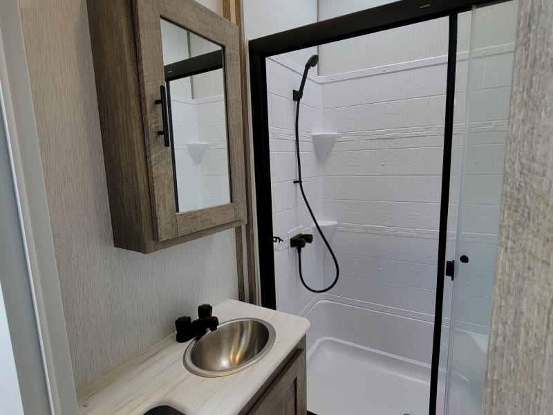 Plenty of space to hang wet towels from the lake or keep any products in the vanity!