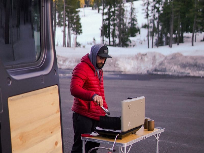 Add the grill, table and propane tank to your camping experience for outdoor cooking!
