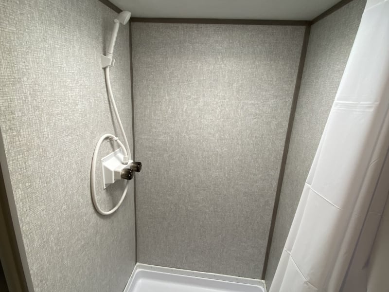Shower with hot water.