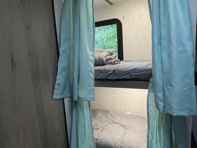 BUNK BEDS! get your kids excited to go camping! these beds are just as long as a regular twin bed!