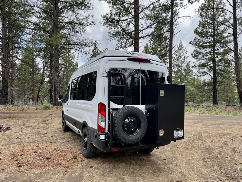 VanHaus ModVan CV1/M.  There is a ladder but there is no cargo on the roof.  We don't want to block the solar panels!