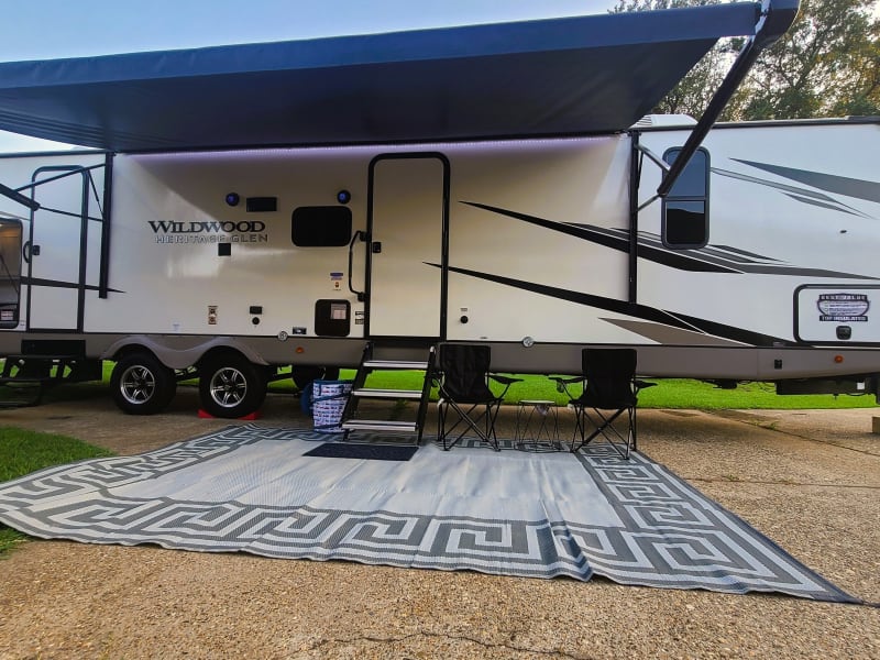 Camper rental includes all items shown, perfect for relaxing and enjoying the outdoors. 