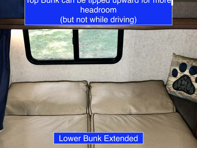 Bunk Beds (lower in bed position - longer than top bunk, can accommodate 6'3