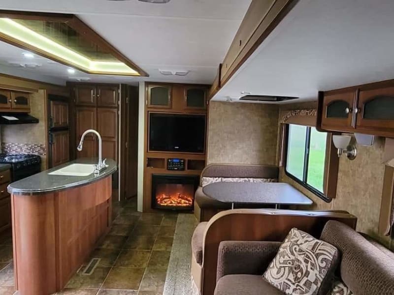 Enjoy the gas fireplace while relaxing. 
Lots of storage in the kitchen. Not pictured is a pantry/closet 