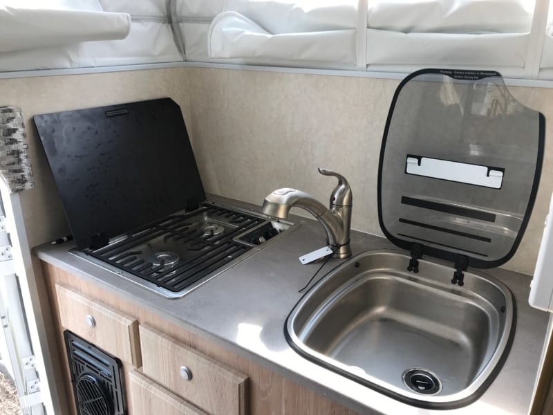 2 burner stove and sink