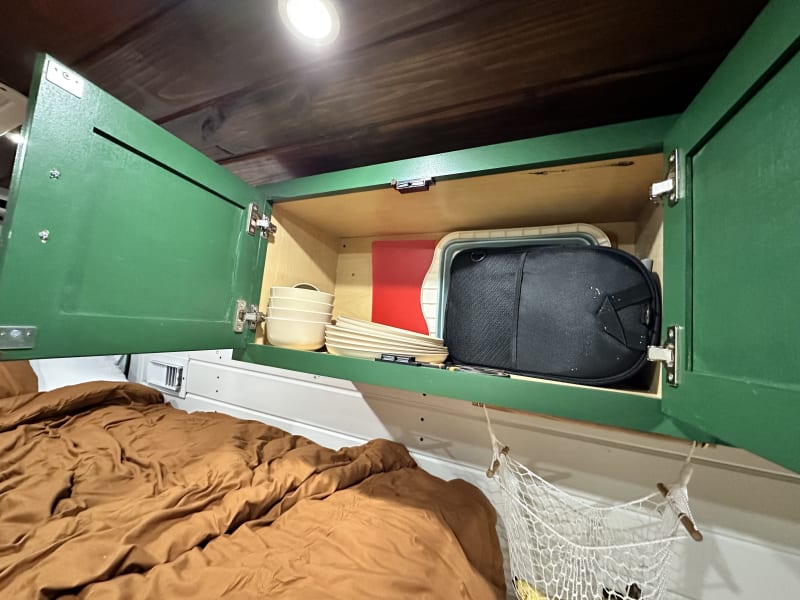 Interior shot of kitchen cabinet