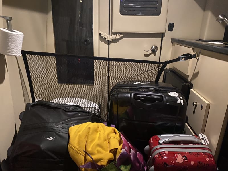 Make sure to stack luggage appropriately in order to keep bathroom facility operational. Your choice!